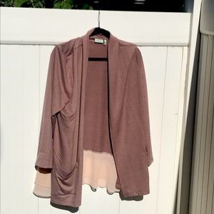 LOGO Lounge shawl-collar jersey knit sweater.